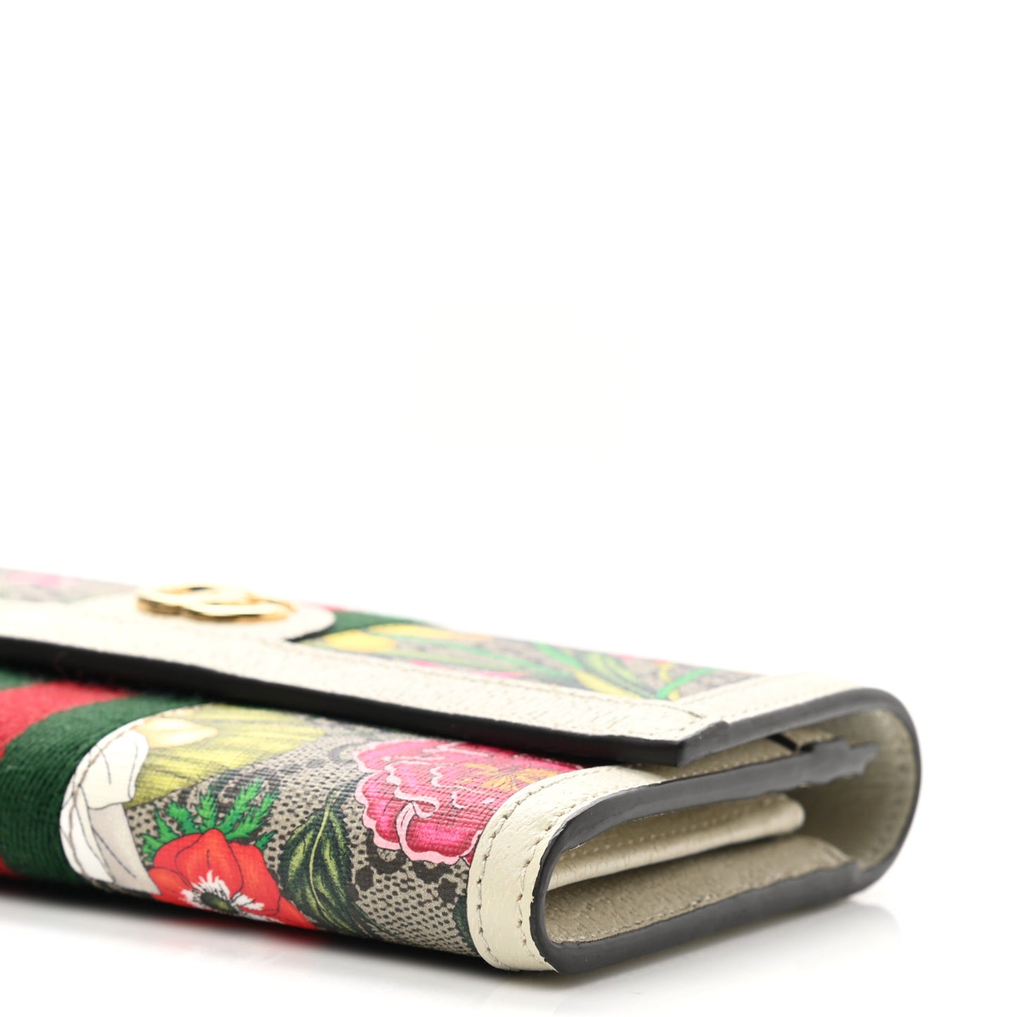 GG Supreme Monogram Flora Web Ophidia Continental Wallet White