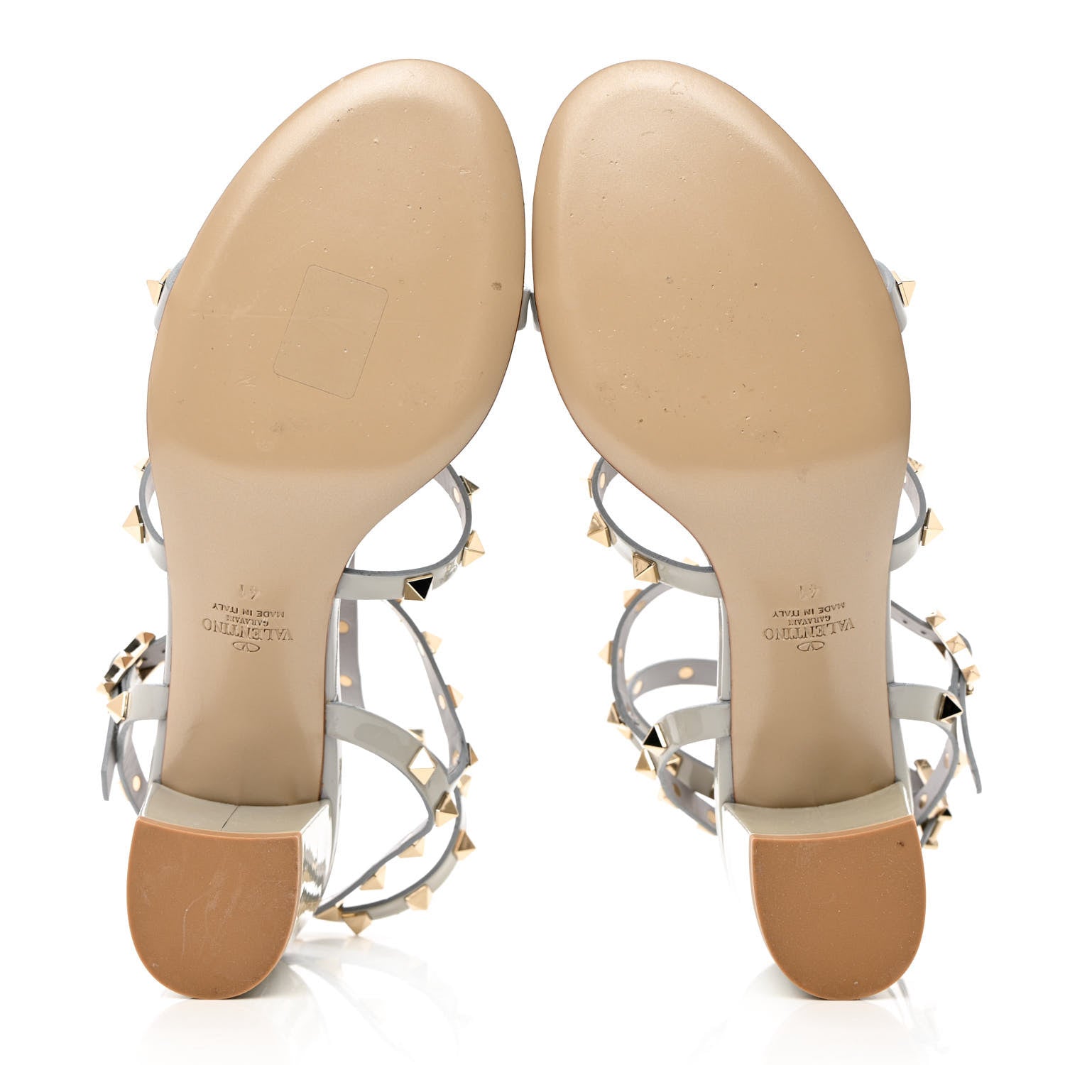 Valentino Garavani Patent Calfskin Rockstud 60mm City Sandals 41 Grey 10 of 16