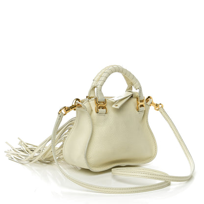 Chloe Shiny Small Grain Calfskin Mini Marcie Multi Fringe Satchel Natural White 2 of 12