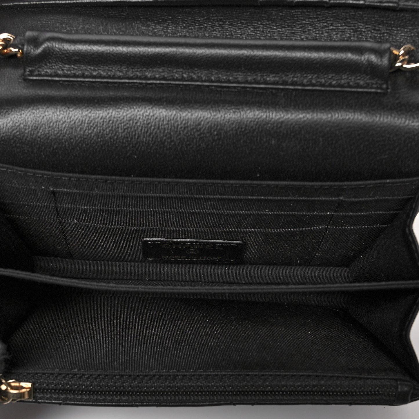 Lambskin Quilted Mini Camellia Bow Wallet On Chain WOC Black