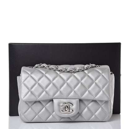 Chanel Metallic Lambskin Quilted Mini Rectangular Flap Silver 10 of 10