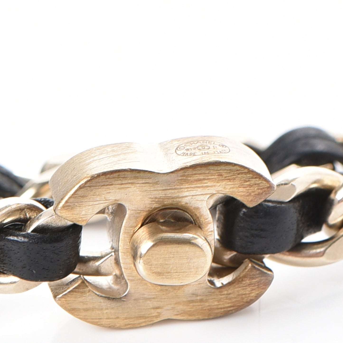 Lambskin CC Turn Lock Chain Belt Black Gold