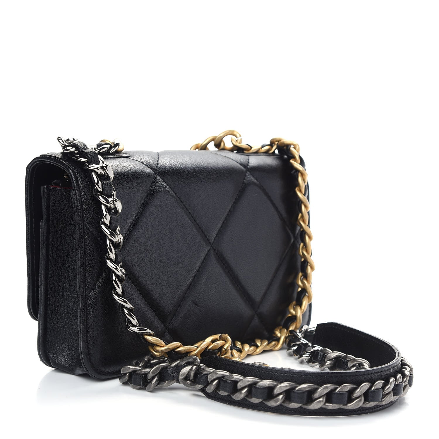 Chanel Lambskin Quilted Chanel 19 Wallet On Chain WOC Black 3 of 10