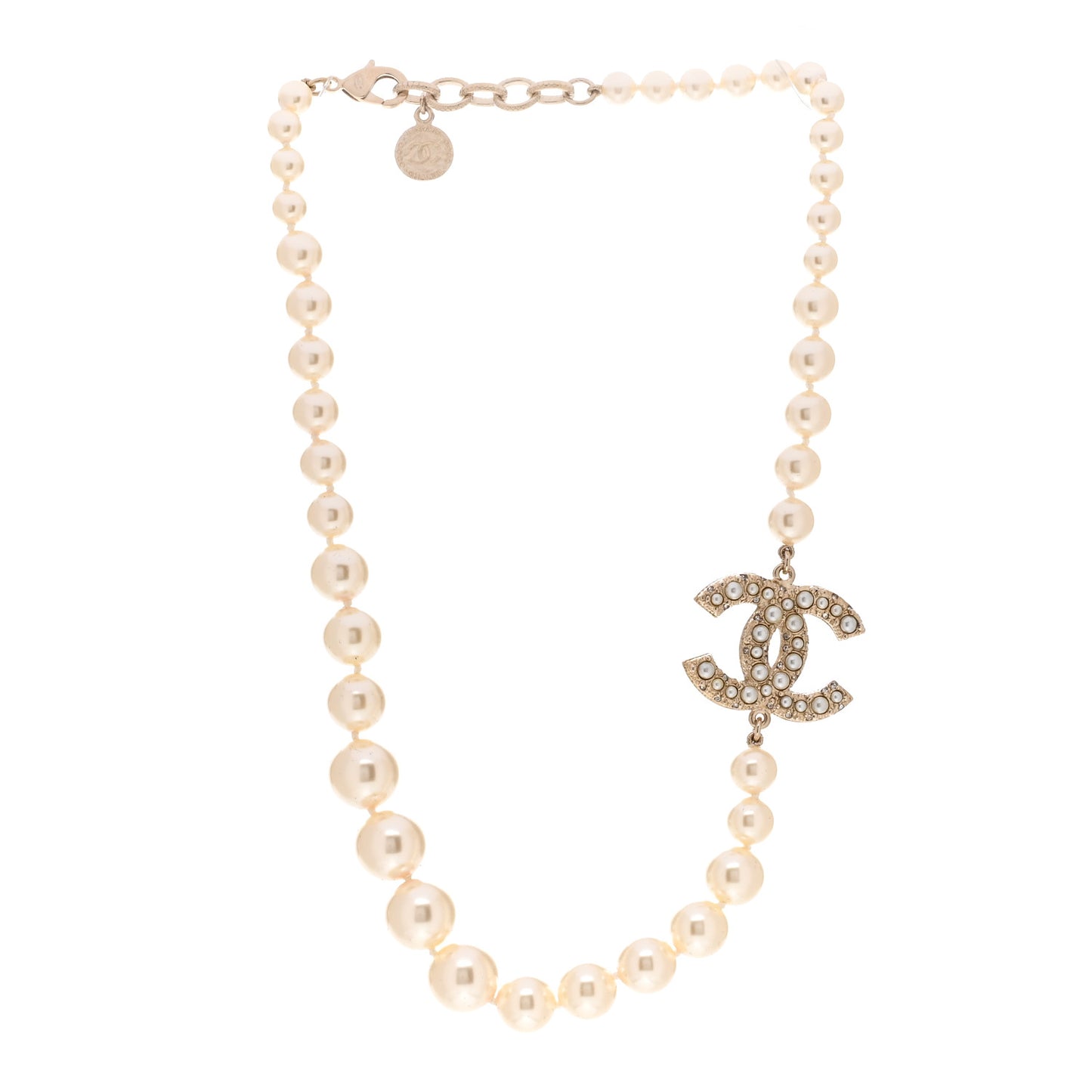 Pearl CC 100th Anniversary Necklace Light Gold