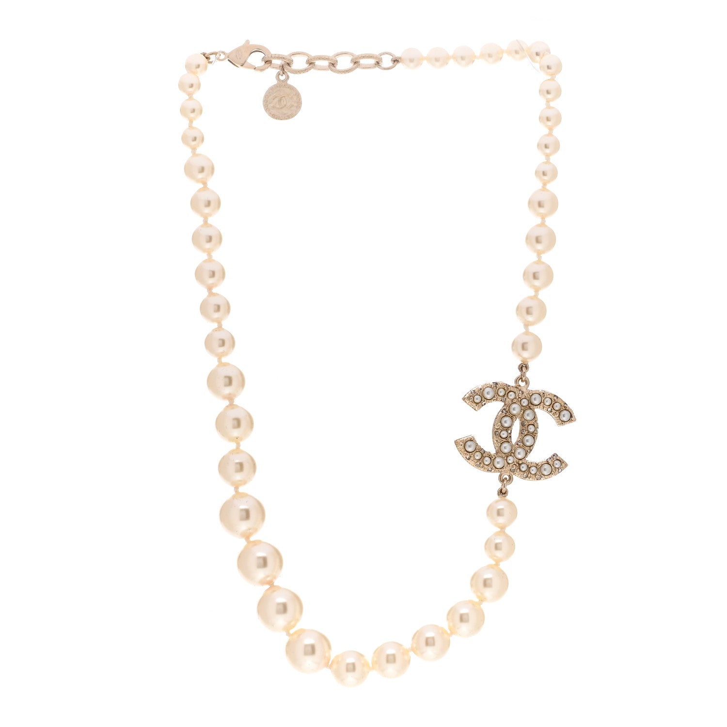 Chanel Pearl CC 100th Anniversary Necklace Light Gold 3 of 4