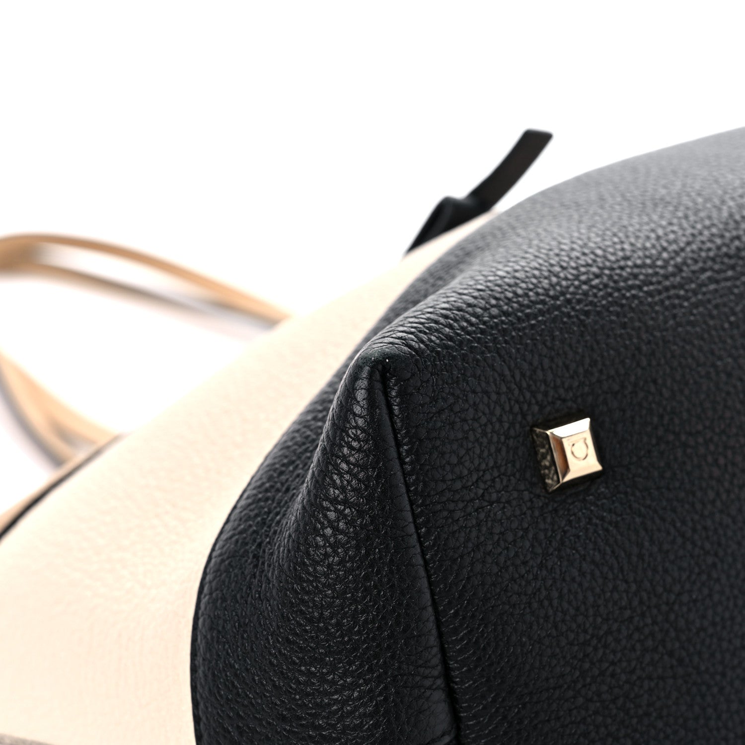 Salvatore Ferragamo Calfskin Tri-Color Studio Tote Dune Bone Black 10 of 20