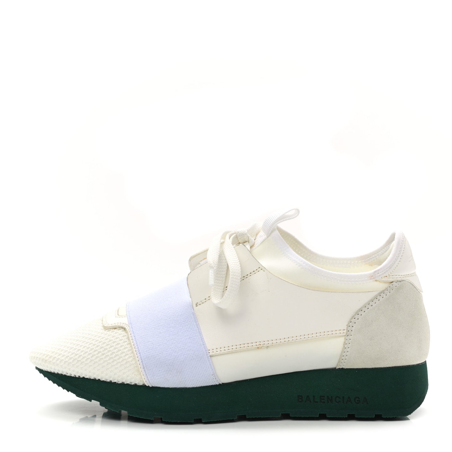 Mesh Calfskin Neoprene Womens Race Runner Sneakers 36 White