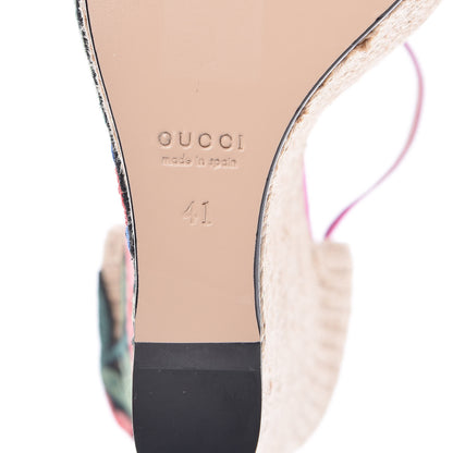 Gucci Kid Scamosciato Ophelia Espadrille Platform Wedge Sandals 41 Rododendro 6 of 8
