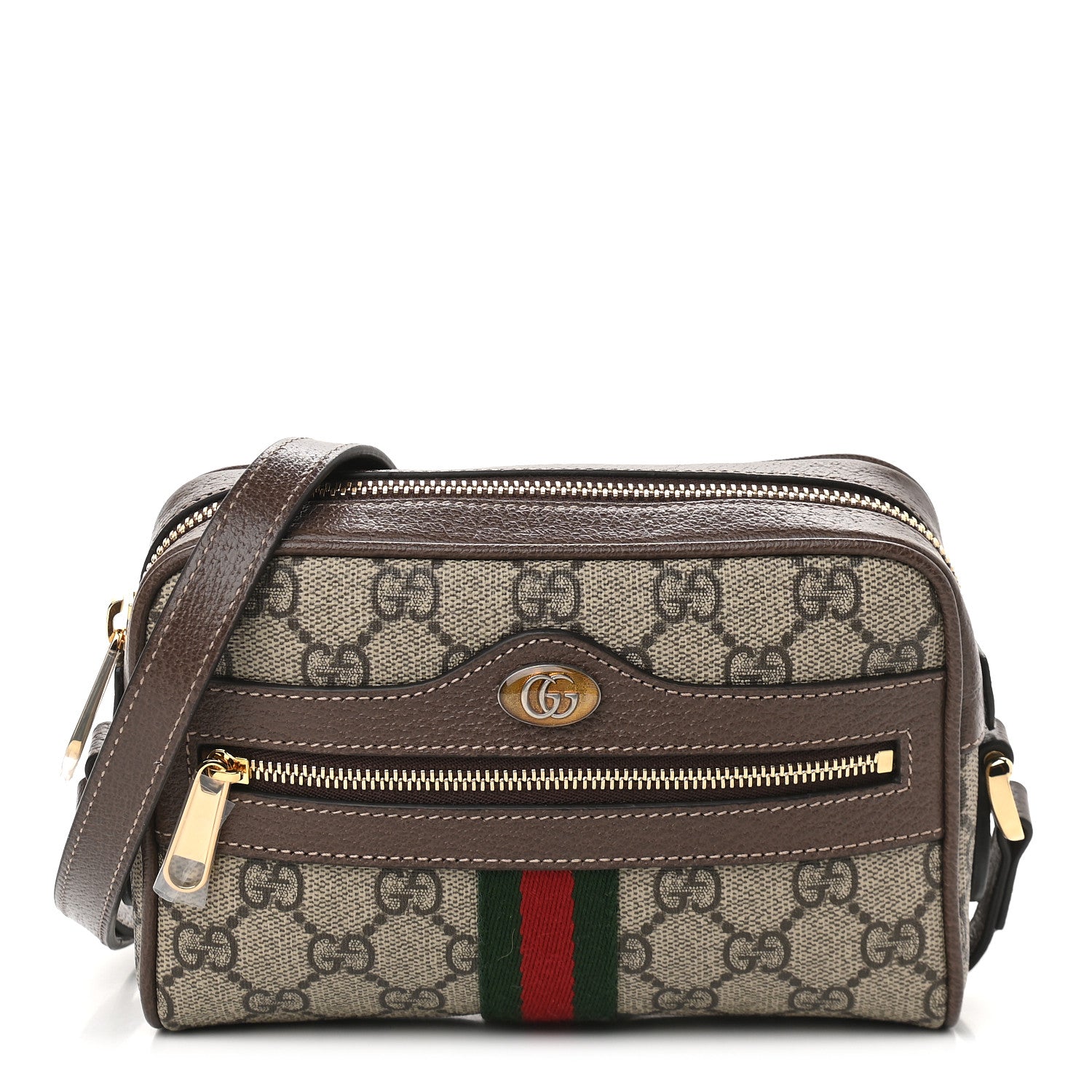 Gucci GG Supreme Monogram Web Mini Ophidia Shoulder Bag Brown 1 of 9
