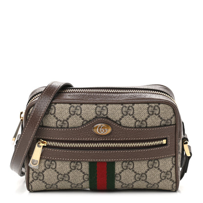 Gucci GG Supreme Monogram Web Mini Ophidia Shoulder Bag Brown 1 of 9