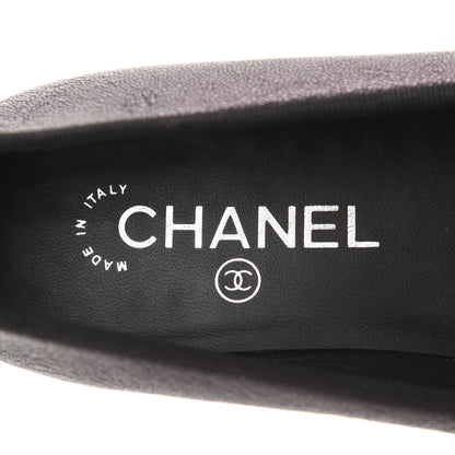 Chanel Caviar CC Cap Toe Ballerina Flats 38 Black 8 of 9