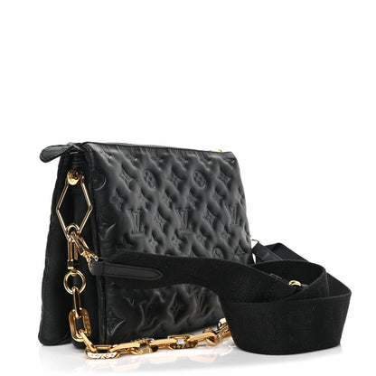 Louis Vuitton Lambskin Embossed Monogram Coussin PM Black 3 of 9