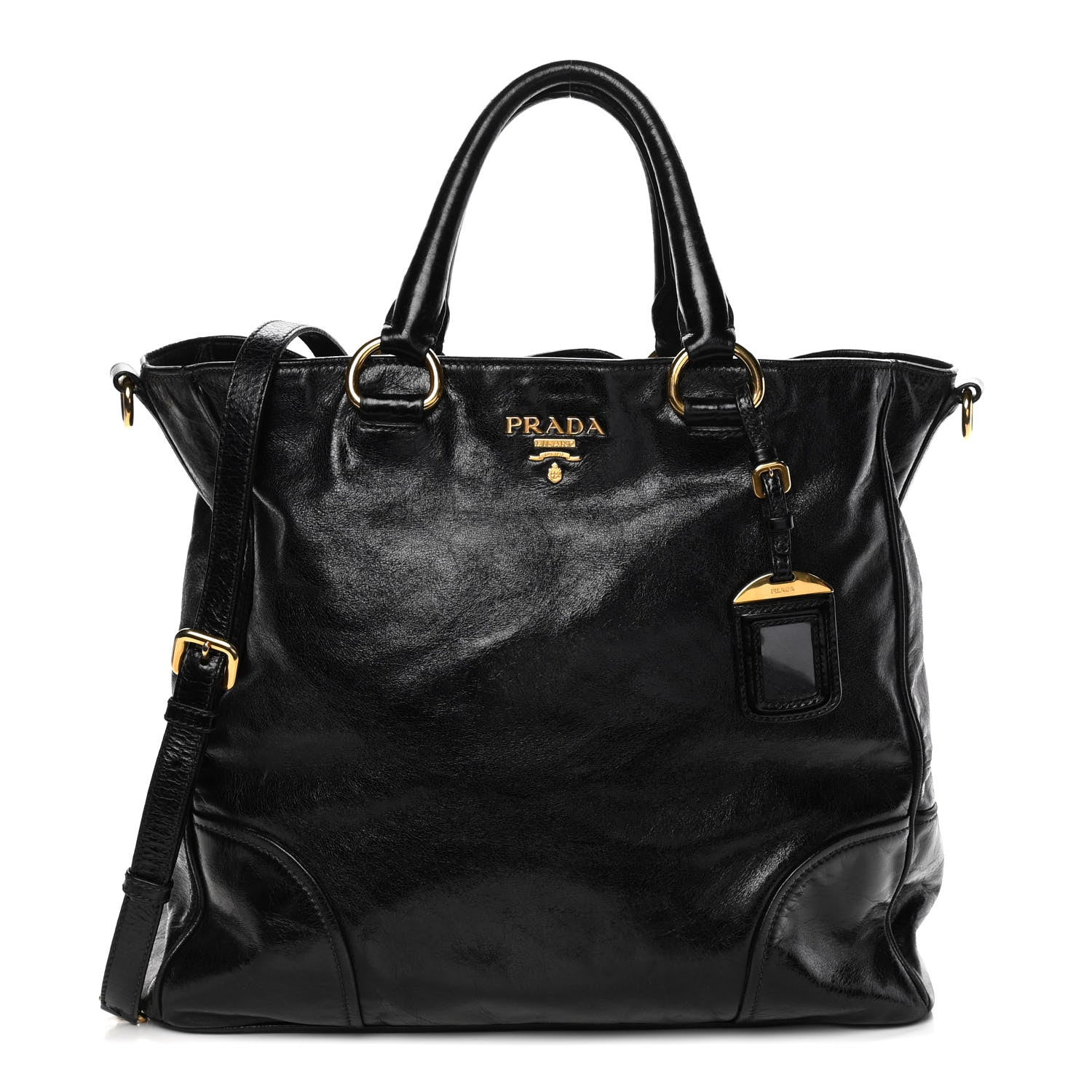 Prada Vitello Shine Tote Black 1 of 15