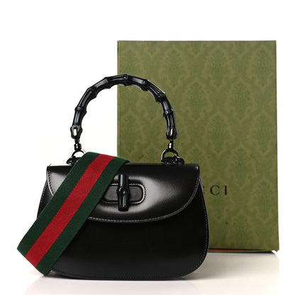 Gucci Boarded Dyana Lux Calfskin Web Monochrome Small Bamboo 1947 Top Handle Bag Black 9 of 9
