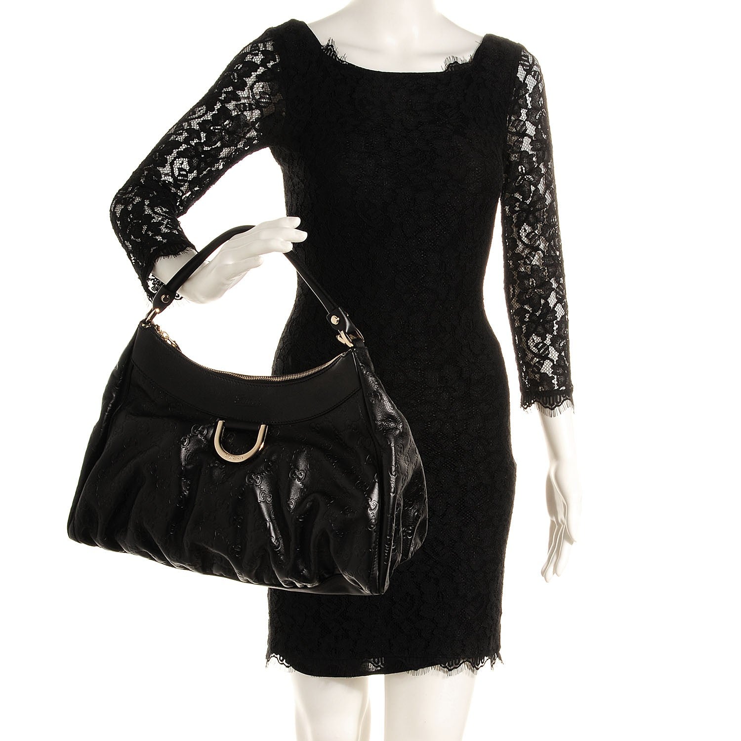 Gucci Guccissima Large D Gold Hobo Black 2 of 9