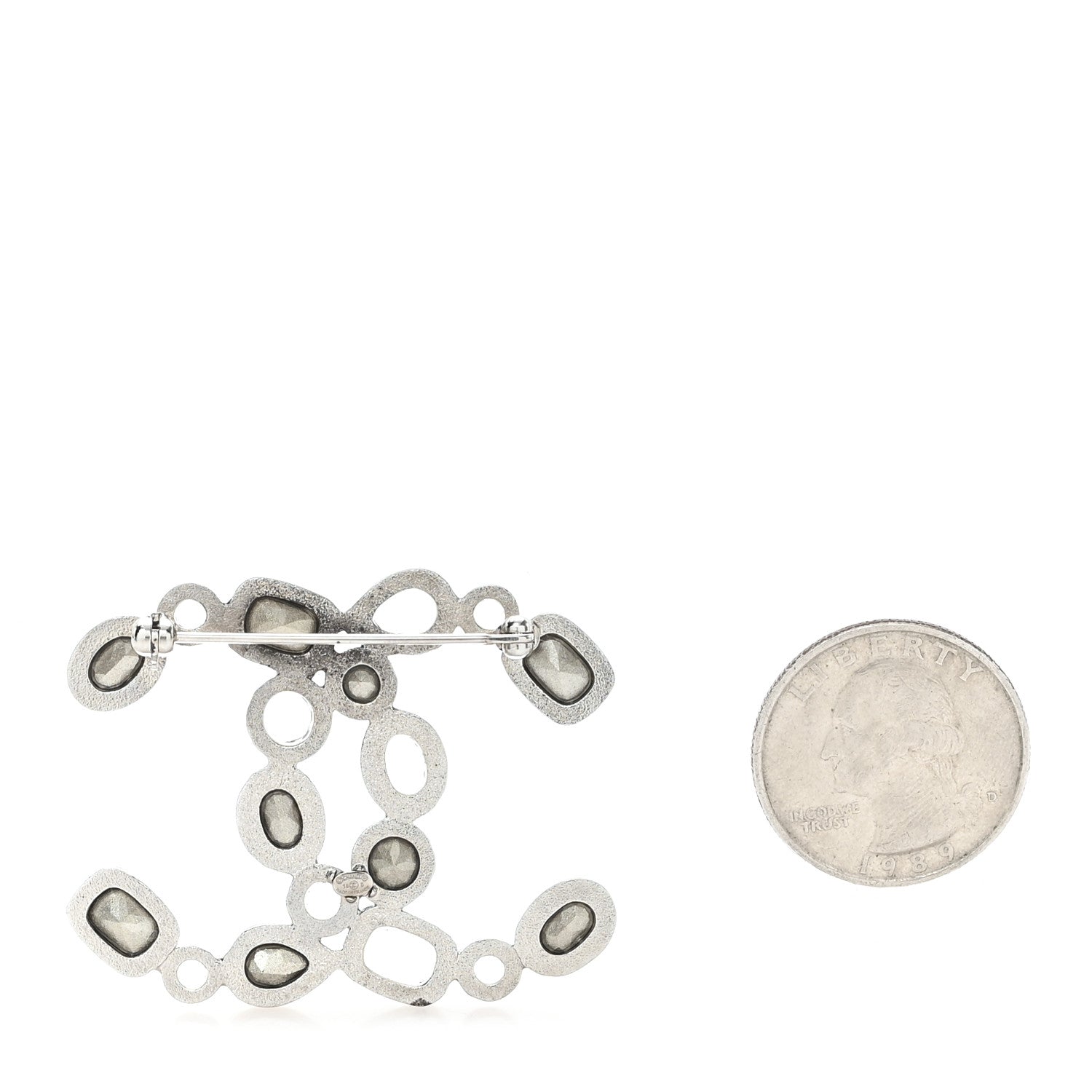 Chanel Crystal Baguette CC Brooch Silver 2 of 3