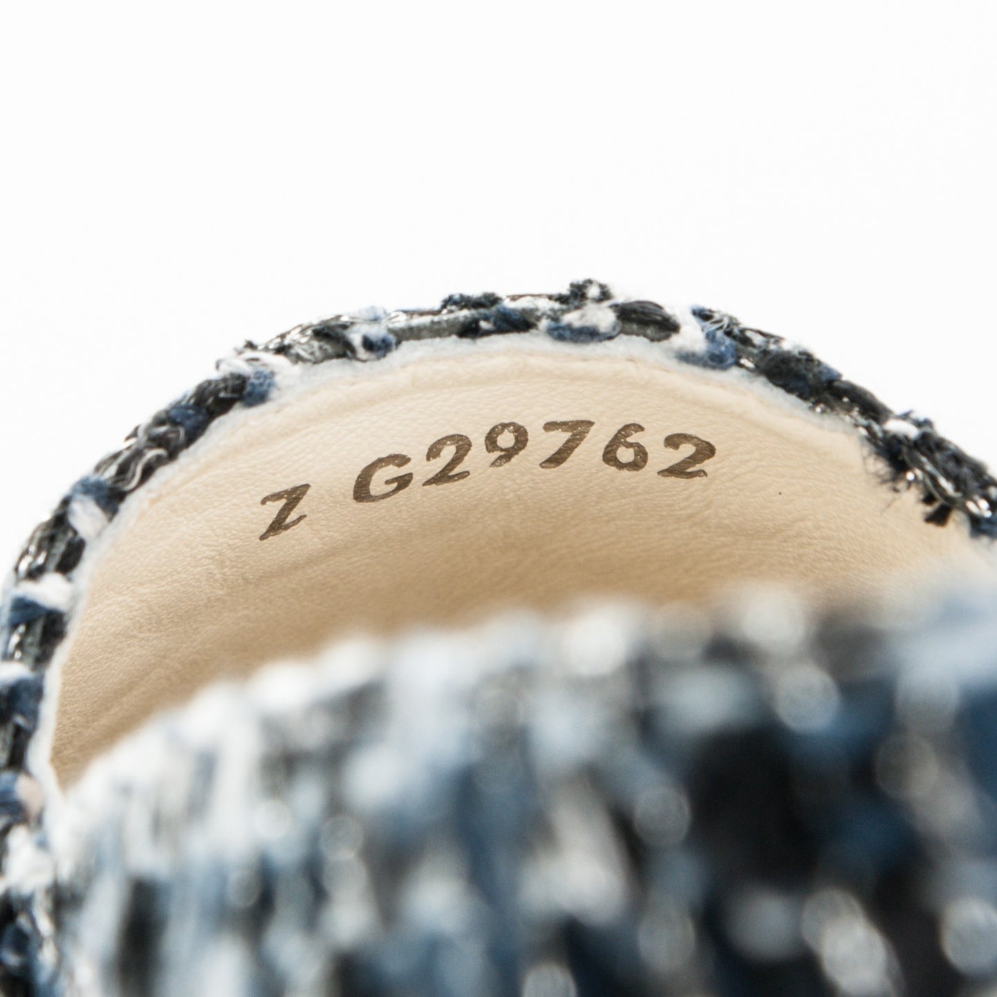 Metallic Tweed Patent CC Espadrilles 37 Blue Black Silver
