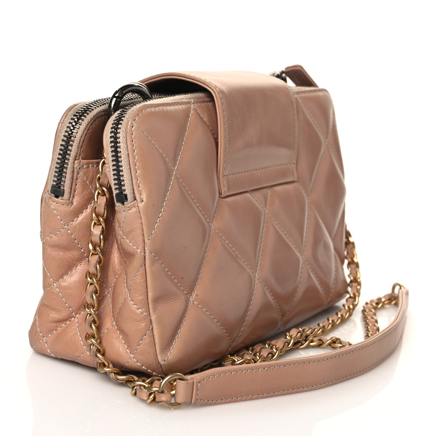 Chanel Aged Glazed Calfskin Quilted Daily Walk Crossbody Beige 3 of 10