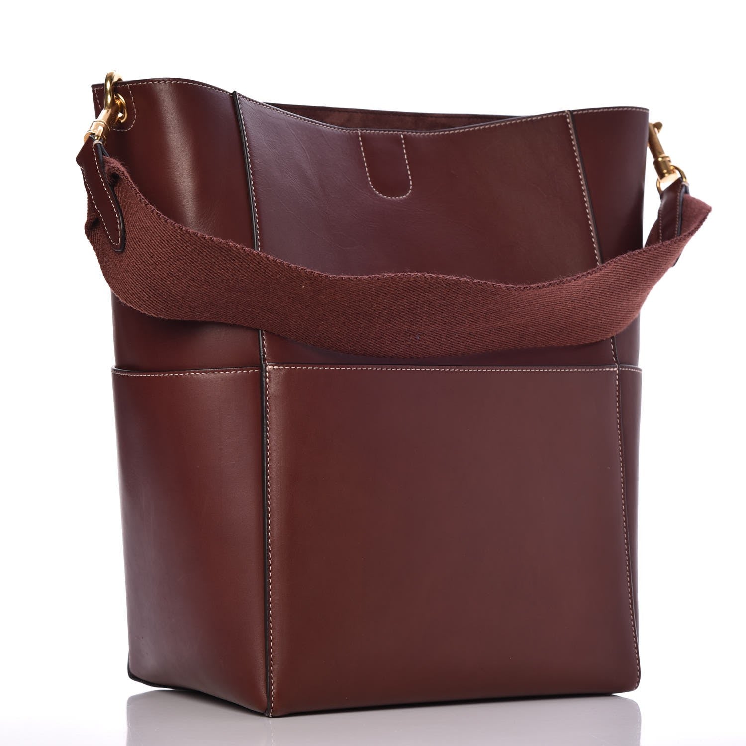 Celine Natural Calfskin Sangle Bucket Bag Burgundy 3 of 7