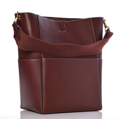 Celine Natural Calfskin Sangle Bucket Bag Burgundy 3 of 7