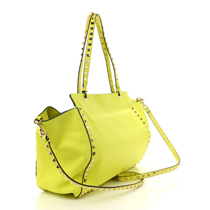 Valentino Garavani Vitello Medium Rockstud Tote Yellow Fluo 2 of 10