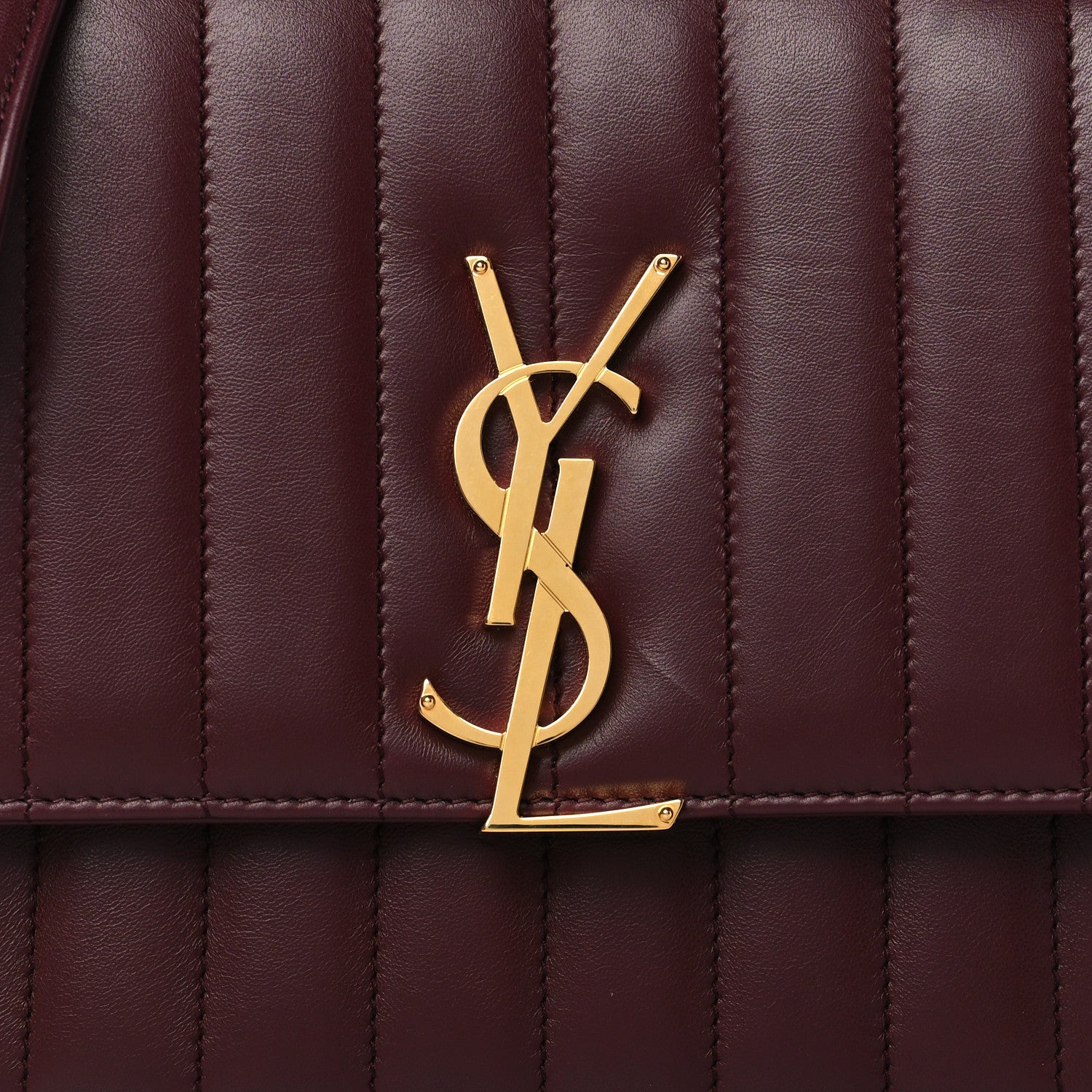 Saint Laurent Lambskin Matelasse Monogram Medium Vicky Chain Bag Dark Legion Red 7 of 9