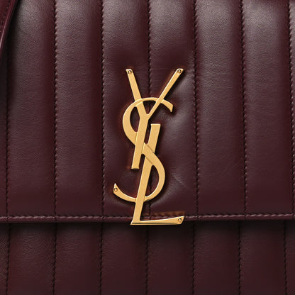 Saint Laurent Lambskin Matelasse Monogram Medium Vicky Chain Bag Dark Legion Red 7 of 9