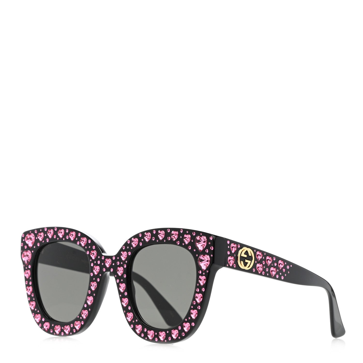 Gucci Acetate Hearts Cat Eye Sunglasses GG0116S Black Pink 1 of 8