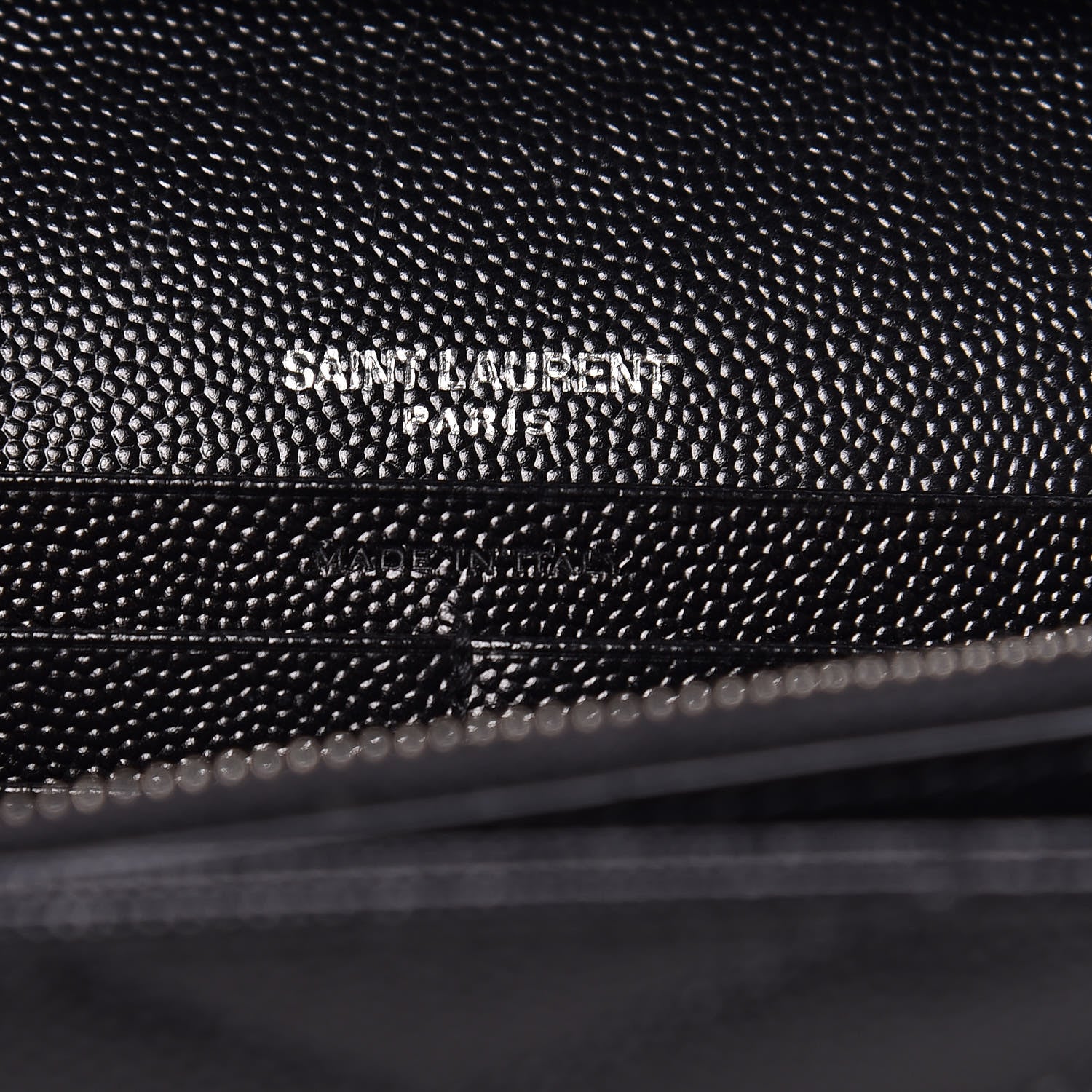 Saint Laurent Grain De Poudre Matelasse Chevron Monogram Chain Wallet Black 8 of 11