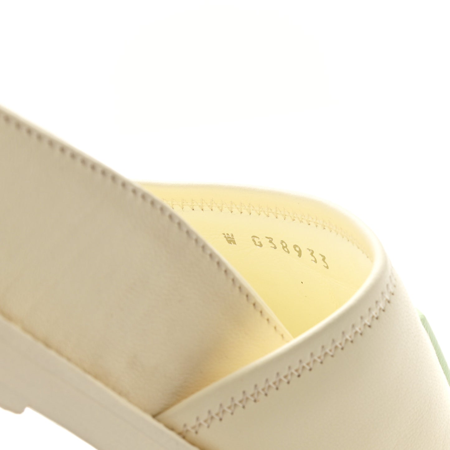 Lambskin Cha-Nel Mule Sandals 38 Ivory Multicolor