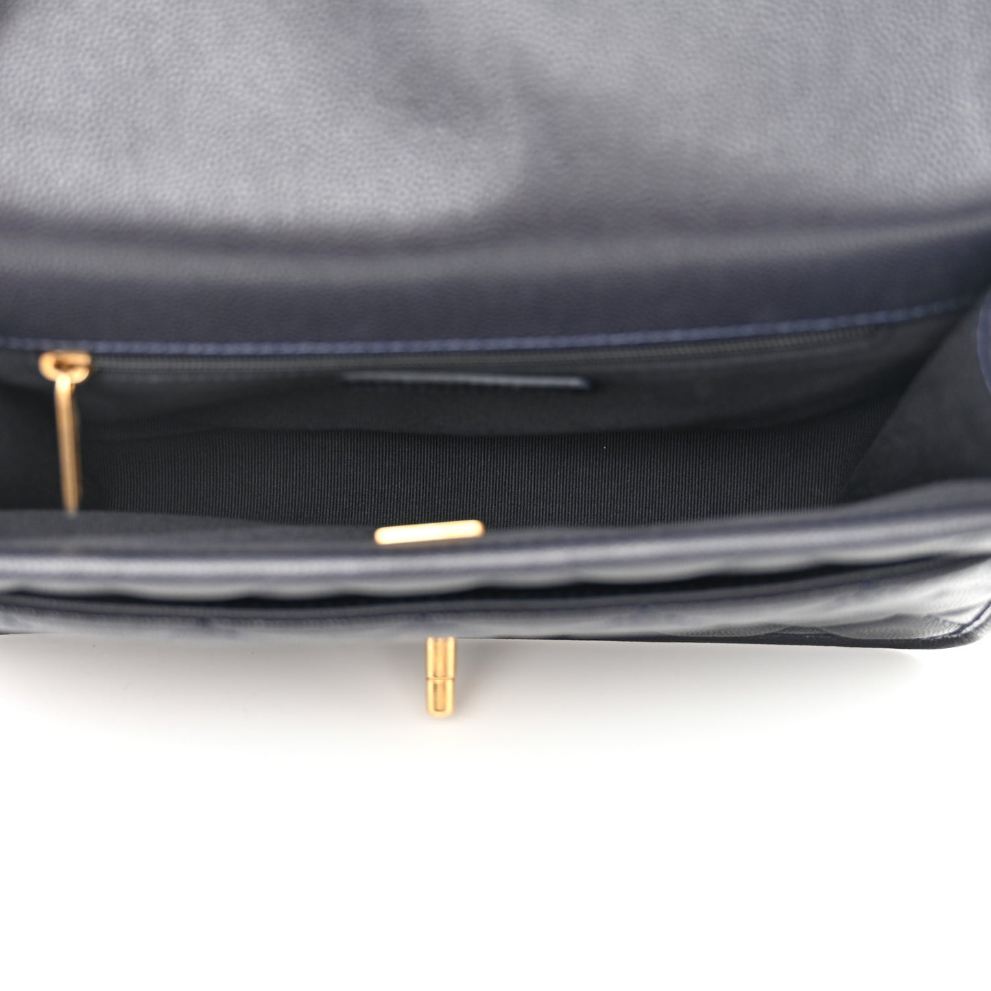 Caviar Quilted Small School Memory Top Handle Flap Navy