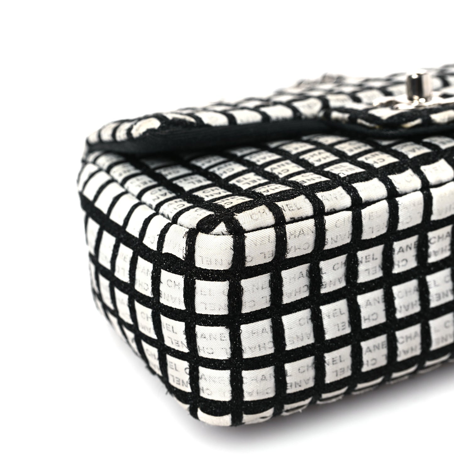 Ribbon Tweed Mini Rectangular Flap Black Ivory
