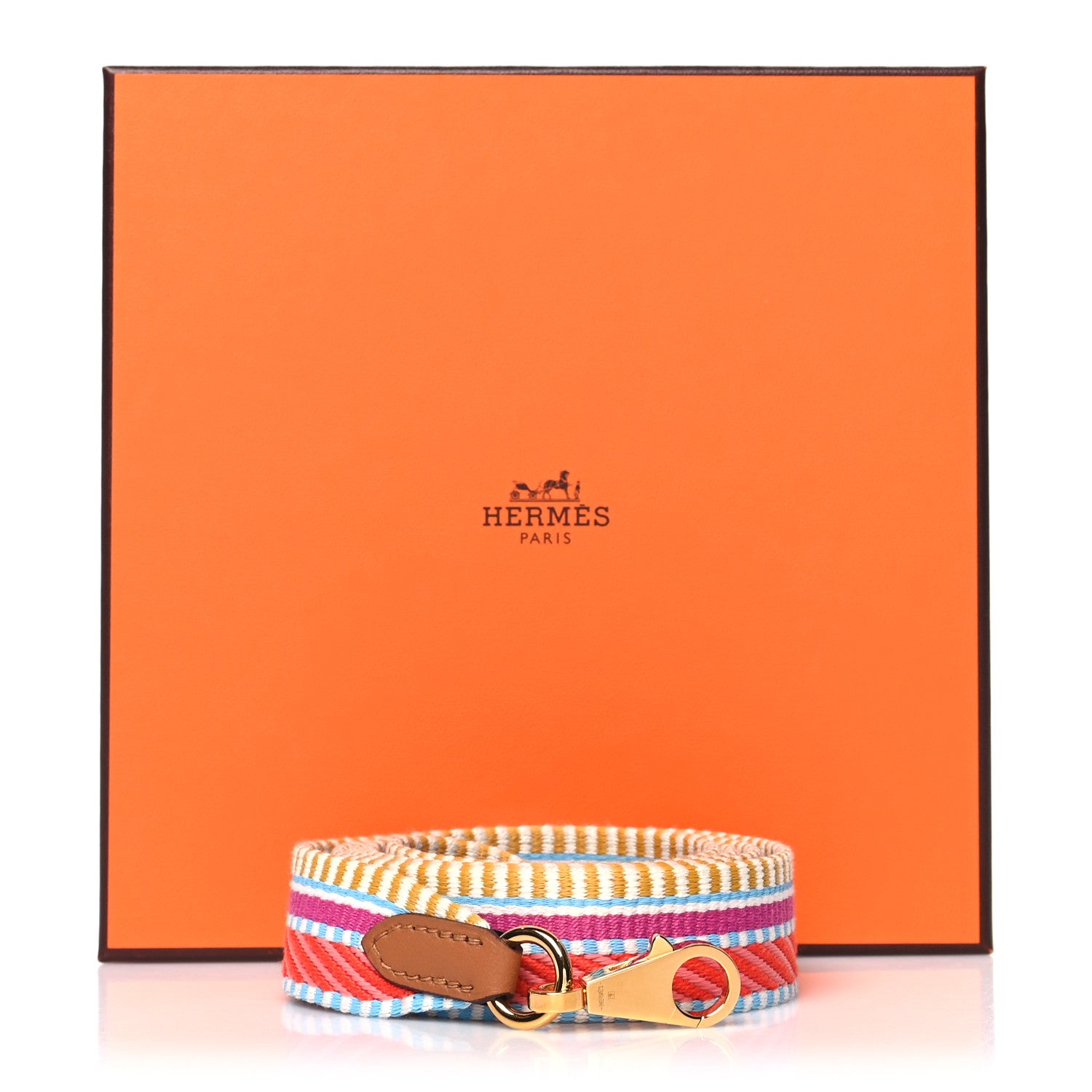 Hermes Toile Swift 25mm Sangle Cavale Shoulder Strap Magnolia Cappucine 6 of 6