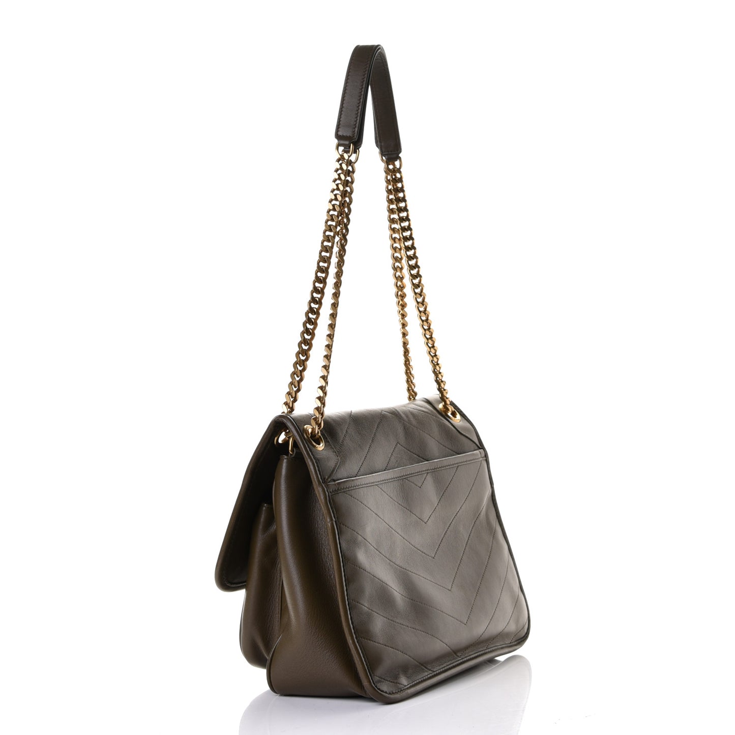 Calfskin Matelasse Monogram Medium Niki Chain Satchel Olive