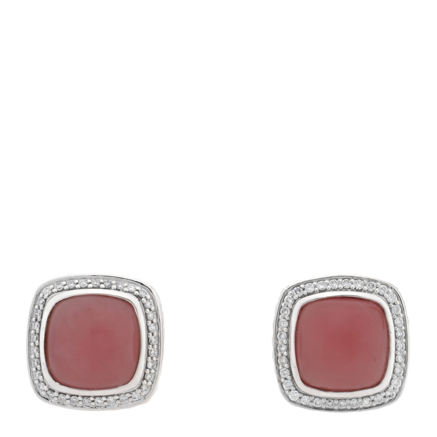 Sterling Silver Diamond Guava Chalcedony 11mm Albion Earrings