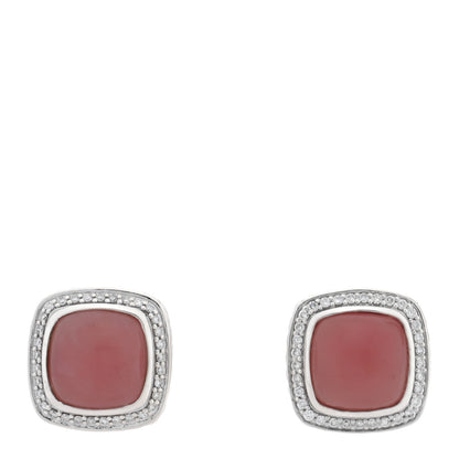 David Yurman Sterling Silver Diamond Guava Chalcedony 11mm Albion Earrings 1 of 4
