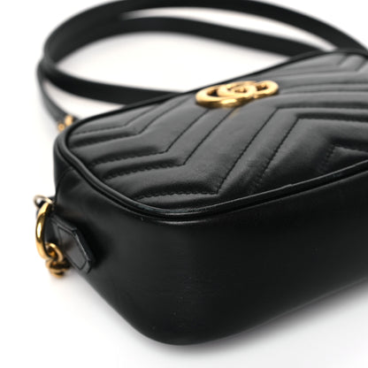 Gucci Calfskin Matelasse Mini GG Marmont Chain Shoulder Bag Black 8 of 9