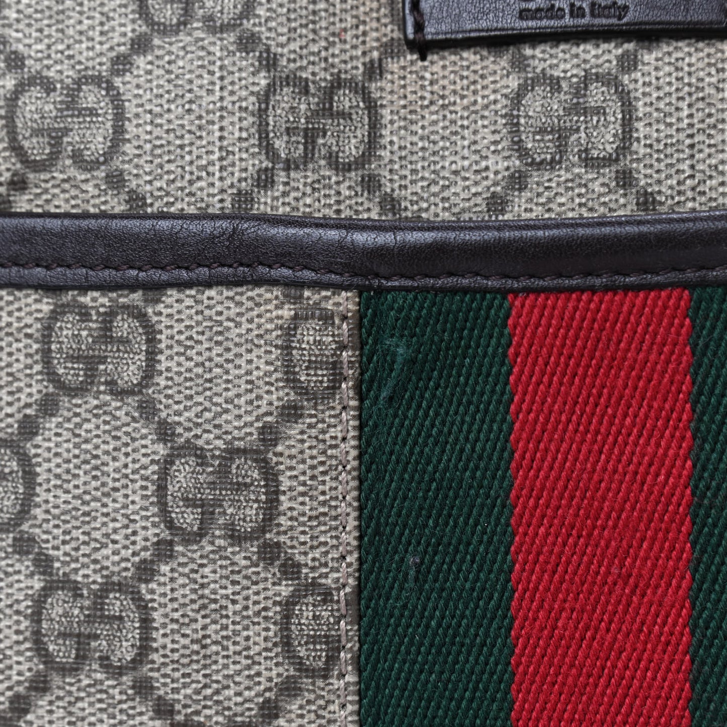 GG Supreme Monogram Web Flat Messenger Bag Dark Brown