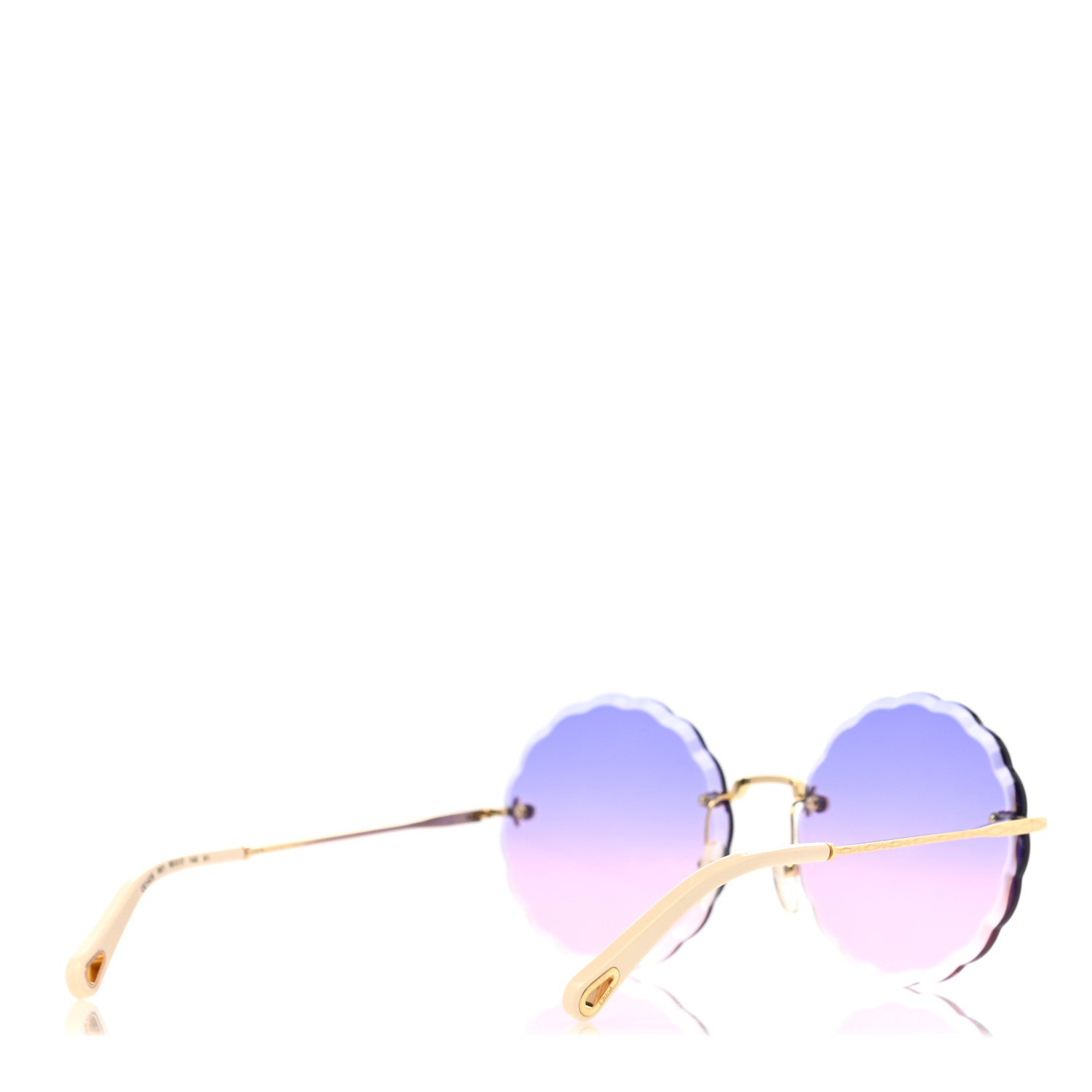 Chloe Rosie Bevelled Round Sunglasses CE142S Gold Gradient Pink 4 of 7