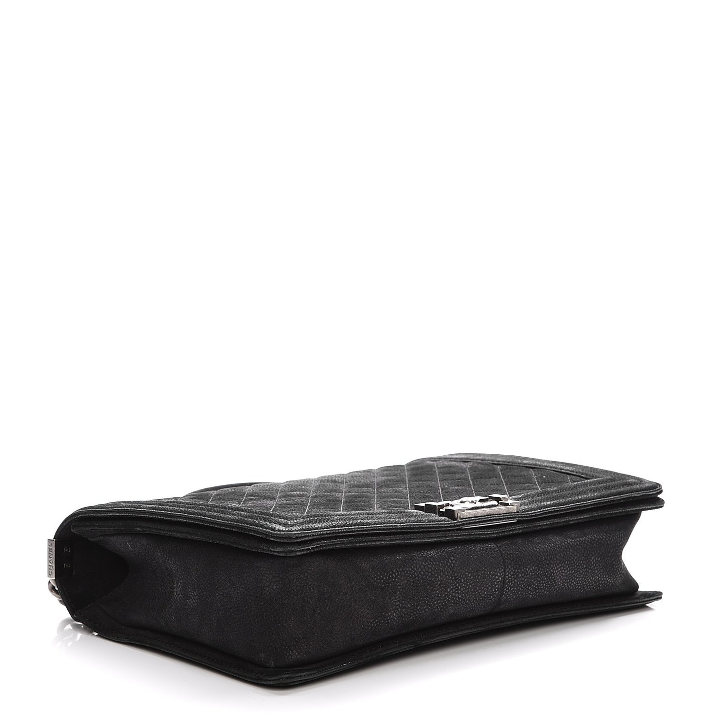 Iridescent Caviar Quilted Large Boy Flap Black