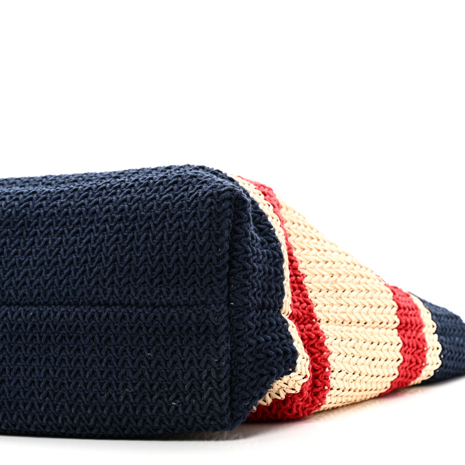 Miu Miu Raffia Crochet Stripe Tote Natural Blue 1724986 – FASHIONPHILE