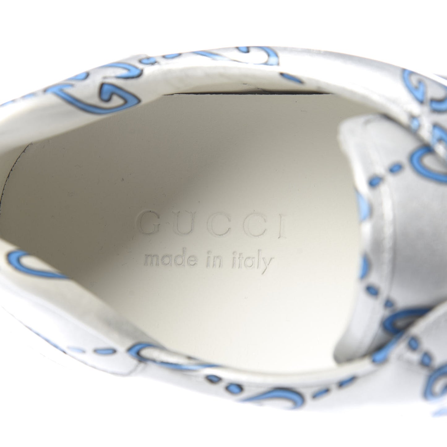 Miro Rubber Wax GucciGhost Print Mens New Ace Sneakers 10 Silver