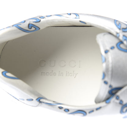 Gucci Miro Rubber Wax GucciGhost Print Mens New Ace Sneakers 10 Silver 7 of 10