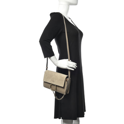 Chloe Suede Calfskin Small Faye Shoulder Bag Motty Grey 2 of 11