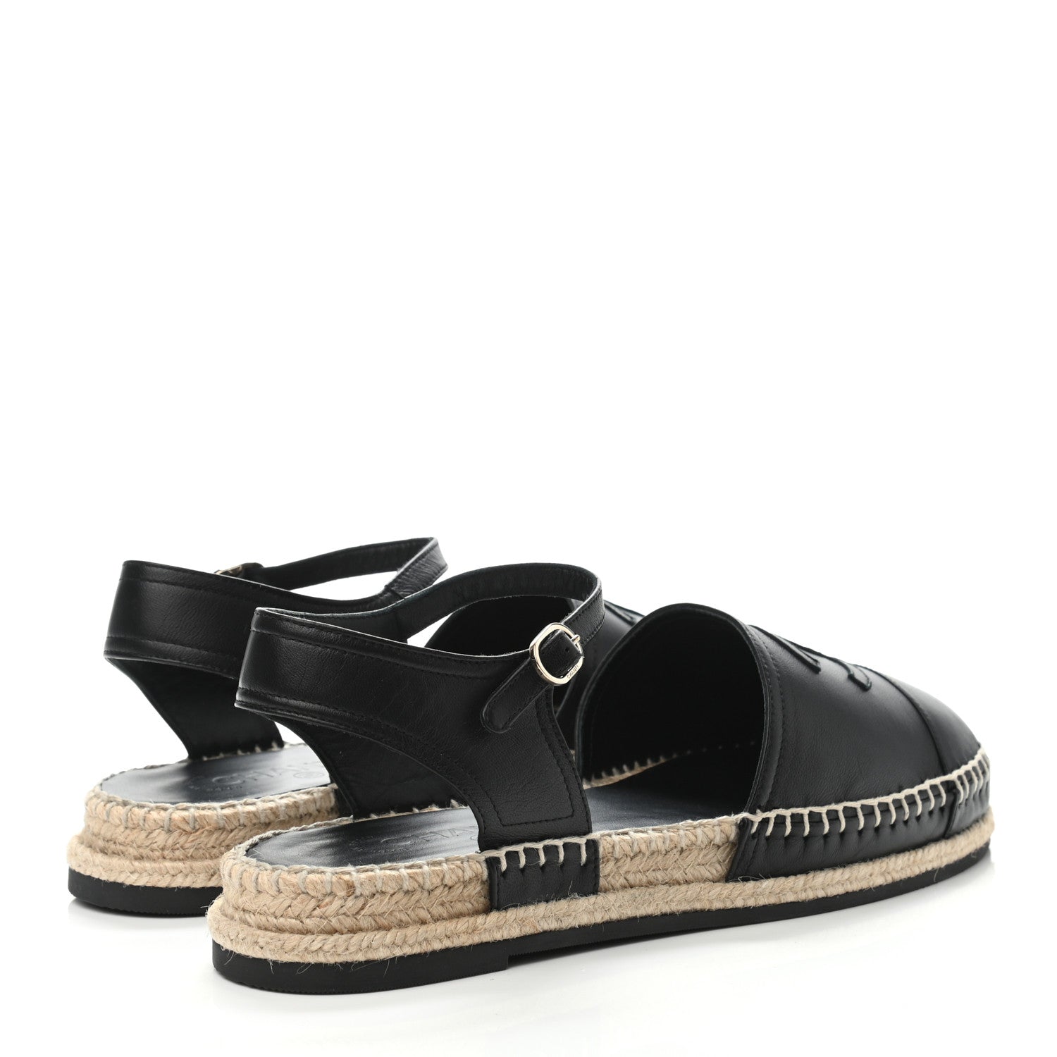 Chanel Lambskin Cap Toe CC Espadrilles Sandals 41 Black 3 of 4