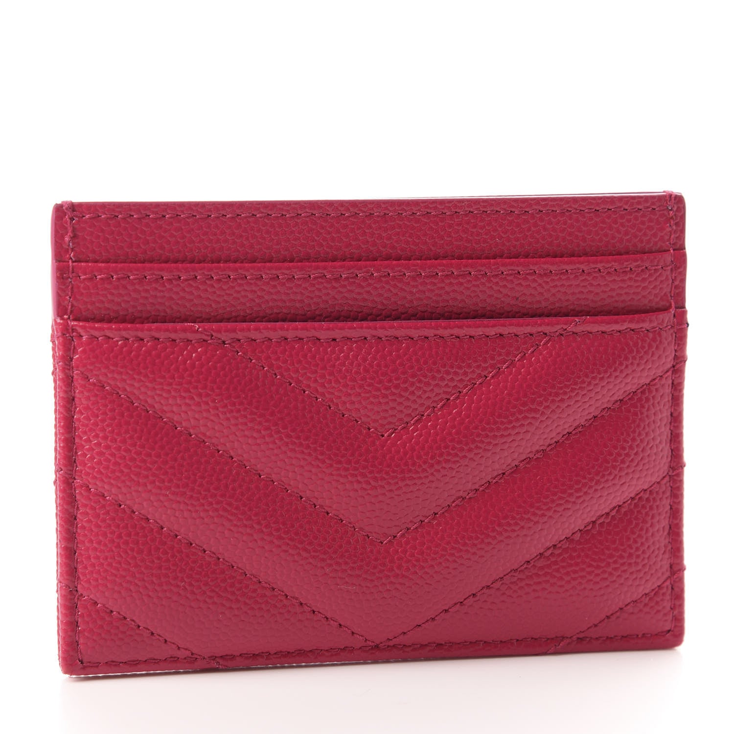Saint Laurent Grain De Poudre Matelasse Chevron Monogram Credit Card Case Bubblegum 3 of 8