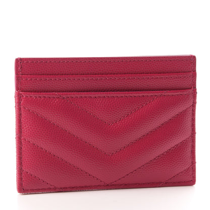 Saint Laurent Grain De Poudre Matelasse Chevron Monogram Credit Card Case Bubblegum 3 of 8