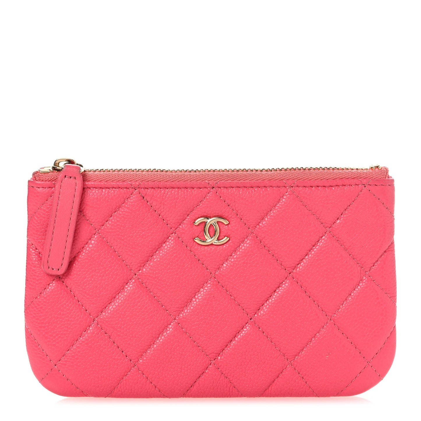 Caviar Quilted Small Cosmetic Case Pink