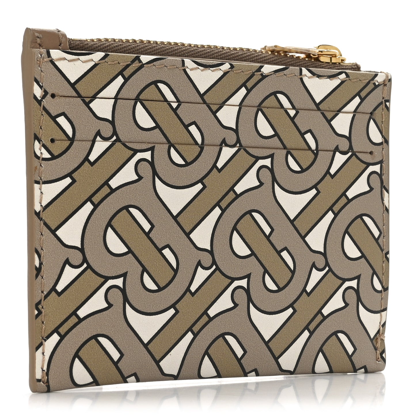 Calfskin Monogram Simone Coin Case Card Holder Beige
