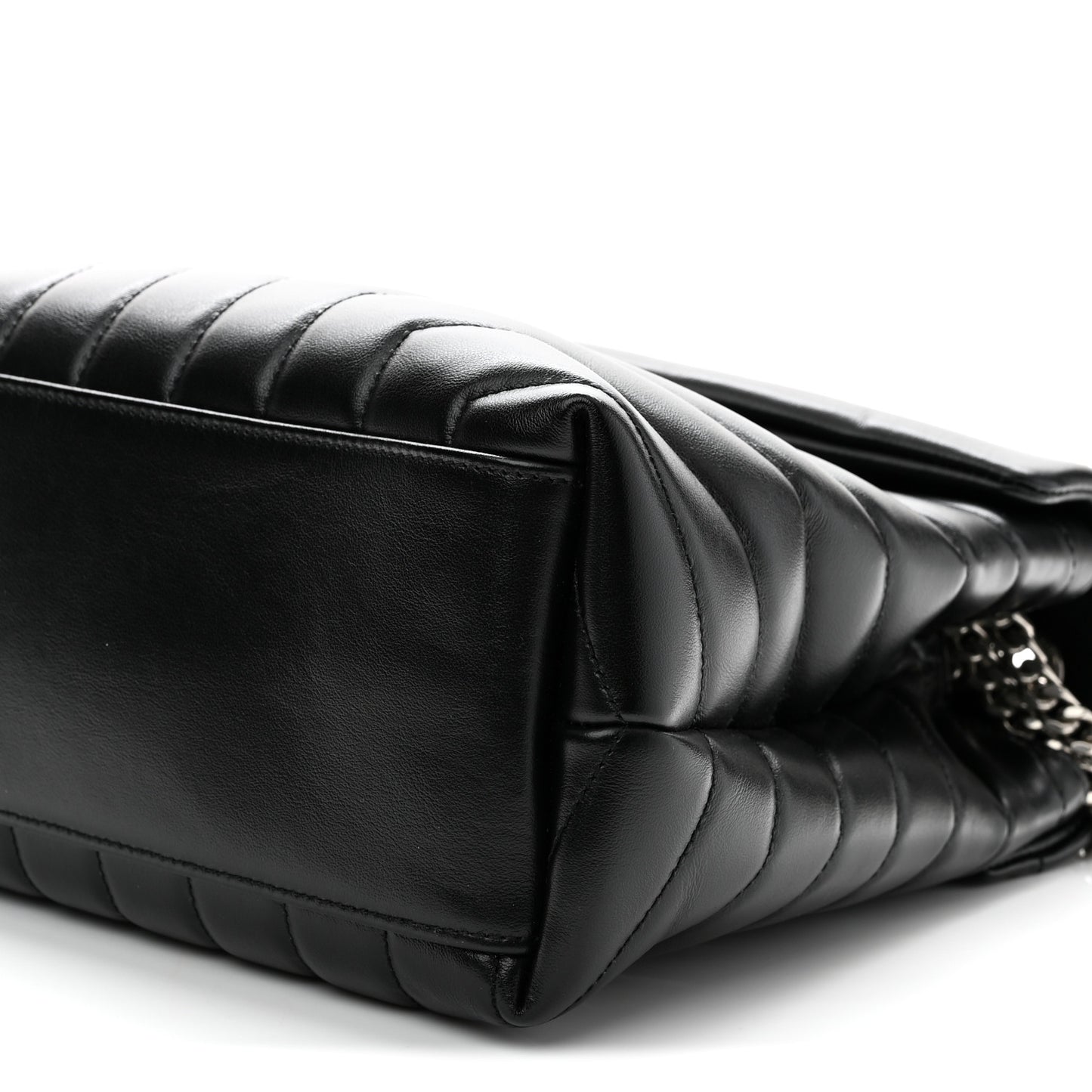 Calfskin Y Quilted Monogram Medium Loulou Chain Satchel Black